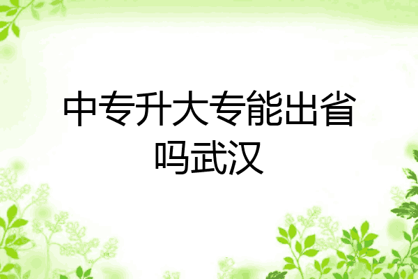 中专升大专能出省吗武汉