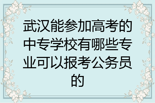 武汉能参加高考的中专学校有哪些专业可以报考公务员的