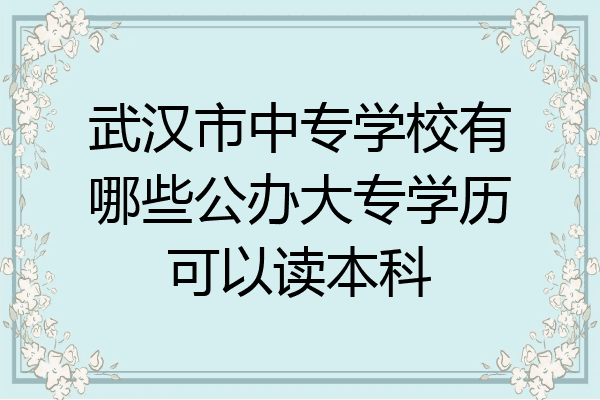 武汉市中专学校有哪些公办大专学历可以读本科