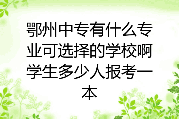 鄂州中专有什么专业可选择的学校啊学生多少人报考一本