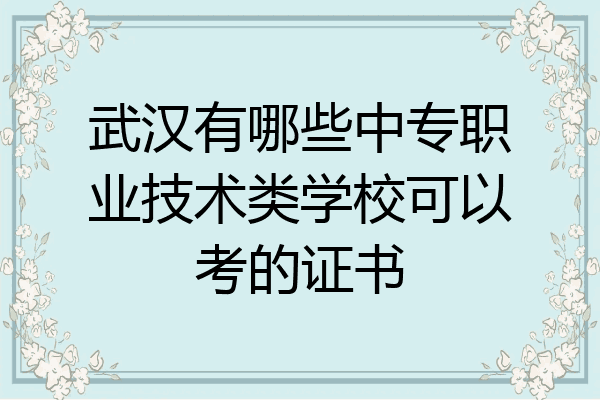 武汉有哪些中专职业技术类学校可以考的证书
