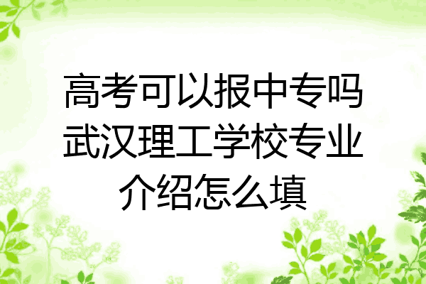 高考可以报中专吗武汉理工学校专业介绍怎么填