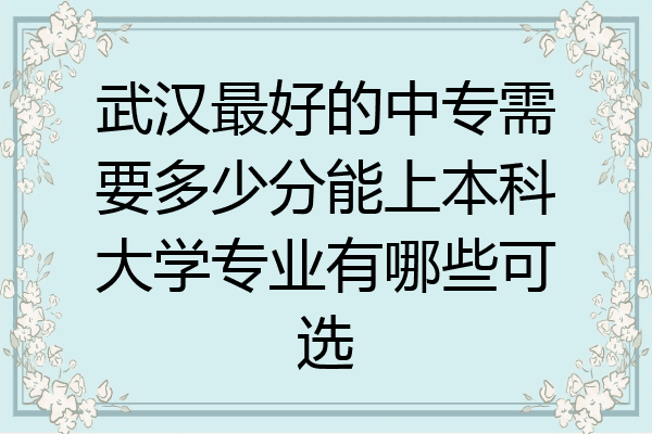 武汉最好的中专需要多少分能上本科大学专业有哪些可选