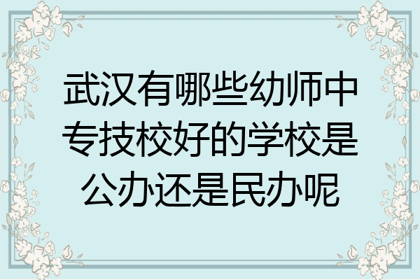 武汉有哪些幼师中专技校好的学校是公办还是民办呢