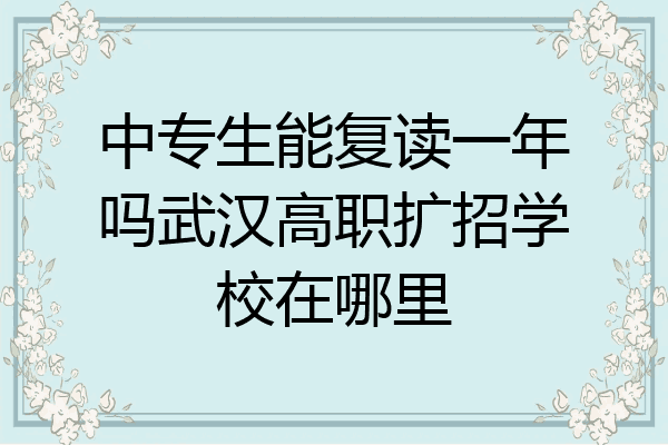 中专生能复读一年吗武汉高职扩招学校在哪里