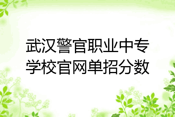 武汉警官职业中专学校官网单招分数