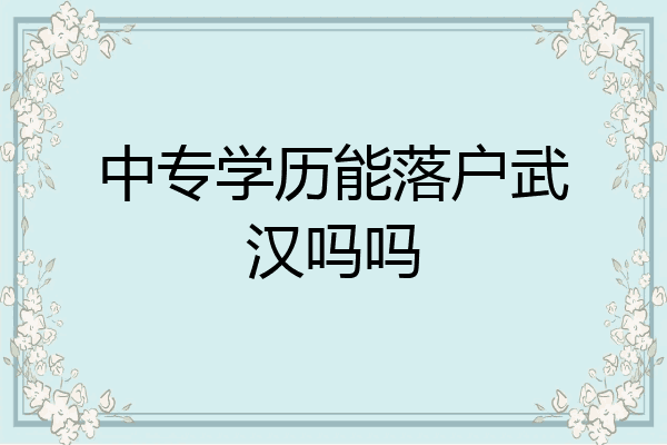 中专学历能落户武汉吗吗