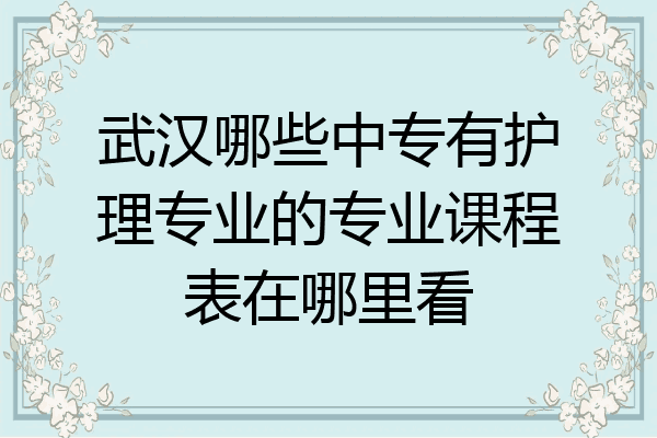 武汉哪些中专有护理专业的专业课程表在哪里看