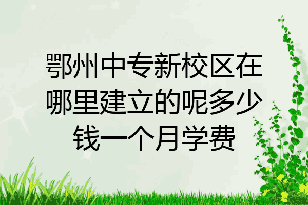 鄂州中专新校区在哪里建立的呢多少钱一个月学费