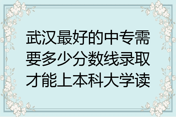 武汉最好的中专需要多少分数线录取才能上本科大学读