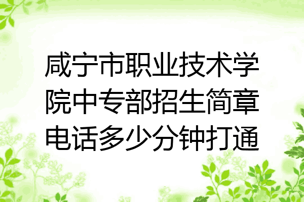 咸宁市职业技术学院中专部招生简章电话多少分钟打通