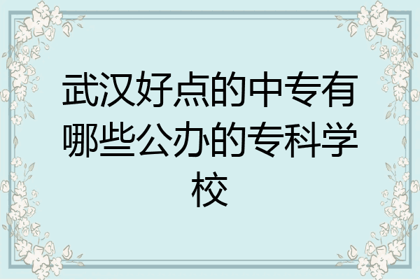 武汉好点的中专有哪些公办的专科学校