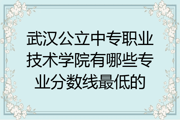 武汉公立中专职业技术学院有哪些专业分数线最低的