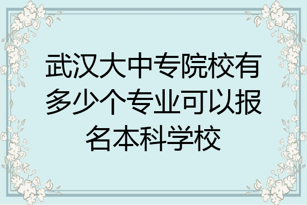 武汉大中专院校有多少个专业可以报名本科学校
