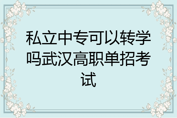 私立中专可以转学吗武汉高职单招考试