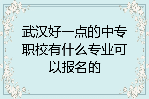 武汉好一点的中专职校有什么专业可以报名的