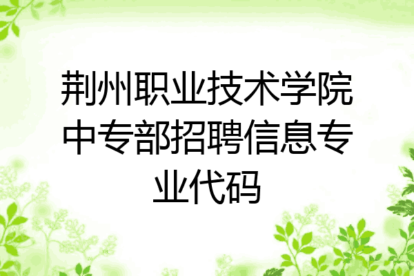 荆州职业技术学院中专部招聘信息专业代码
