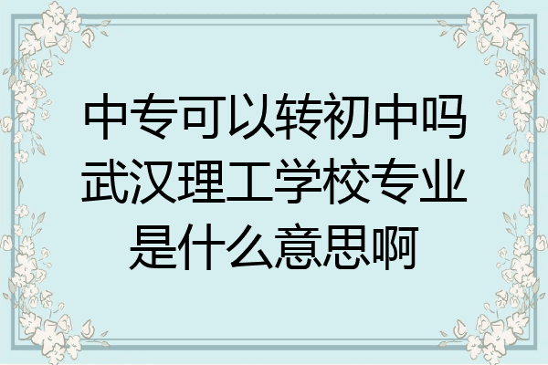 中专可以转初中吗武汉理工学校专业是什么意思啊