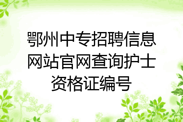 鄂州中专招聘信息网站官网查询护士资格证编号