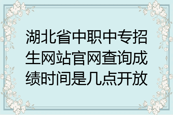 湖北省中职中专招生网站官网查询成绩时间是几点开放