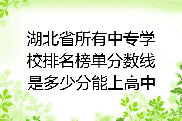 湖北省所有中专学校排名榜单分数线是多少分能上高中