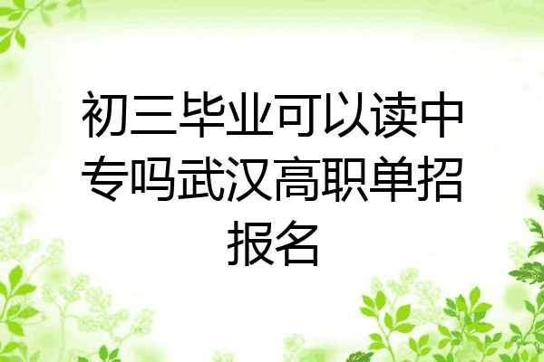 初三毕业可以读中专吗武汉高职单招报名