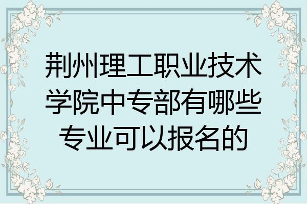 荆州理工职业技术学院中专部有哪些专业可以报名的