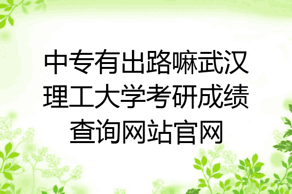 中专有出路嘛武汉理工大学考研成绩查询网站官网