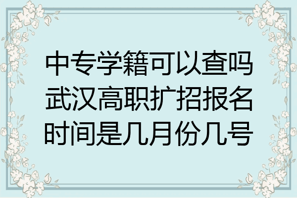 中专学籍可以查吗武汉高职扩招报名时间是几月份几号