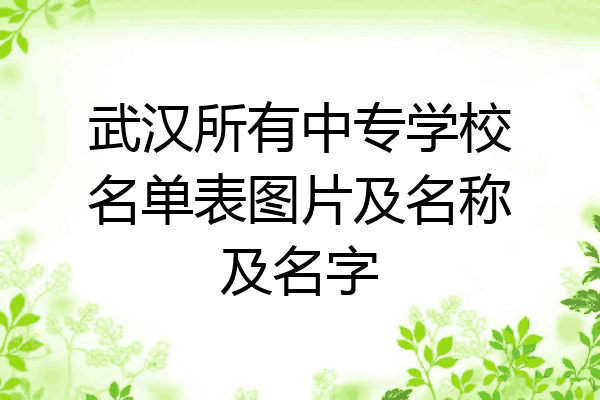 武汉所有中专学校名单表图片及名称及名字