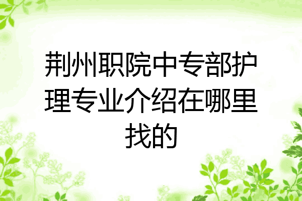 荆州职院中专部护理专业介绍在哪里找的