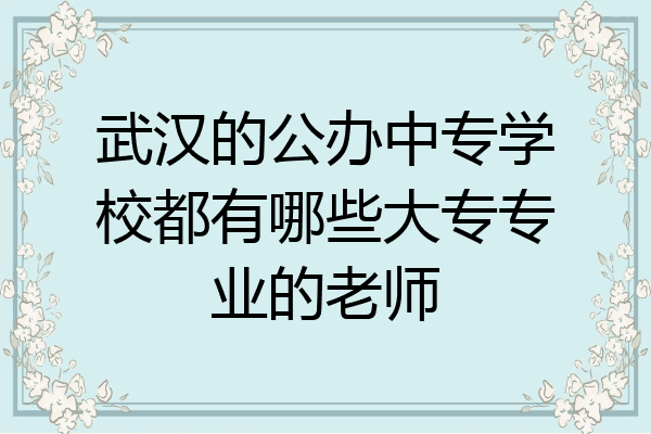 武汉的公办中专学校都有哪些大专专业的老师