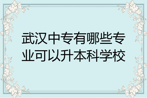 武汉中专有哪些专业可以升本科学校