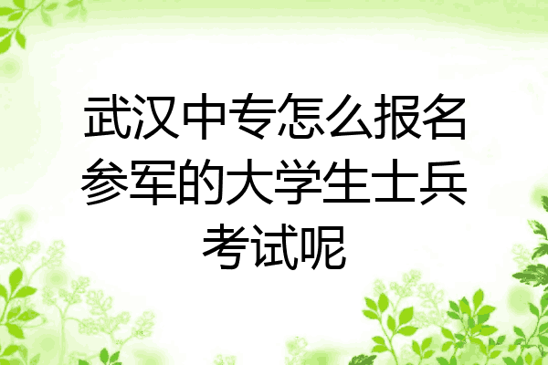 武汉中专怎么报名参军的大学生士兵考试呢