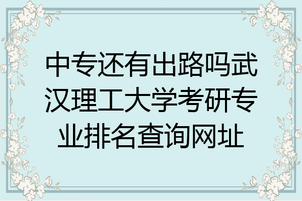 中专还有出路吗武汉理工大学考研专业排名查询网址