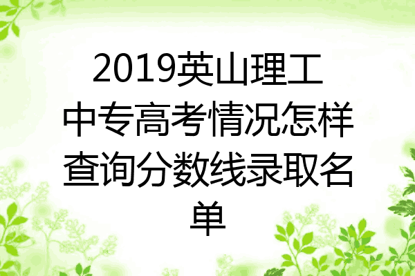 2019英山理工中专高考情况怎样查询分数线录取名单