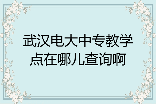 武汉电大中专教学点在哪儿查询啊