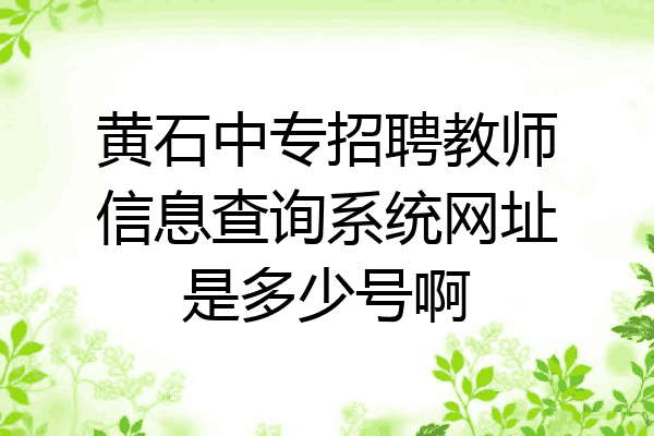 黄石中专招聘教师信息查询系统网址是多少号啊