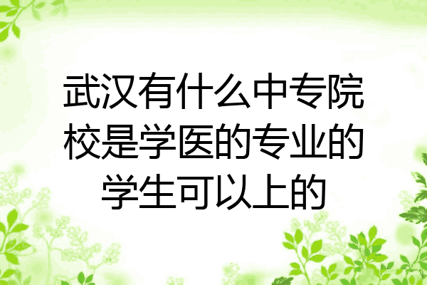 武汉有什么中专院校是学医的专业的学生可以上的