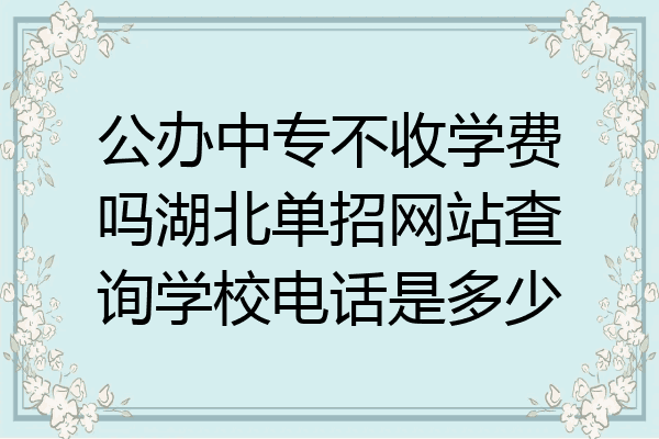 公办中专不收学费吗湖北单招网站查询学校电话是多少