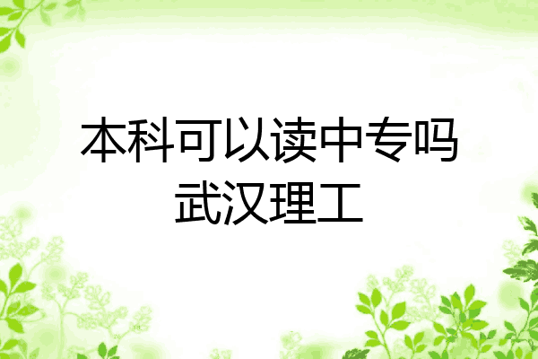 本科可以读中专吗武汉理工
