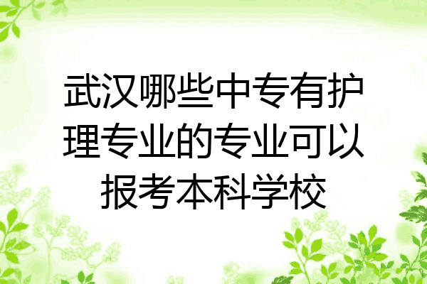 武汉哪些中专有护理专业的专业可以报考本科学校