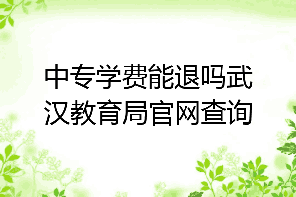 中专学费能退吗武汉教育局官网查询