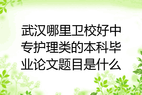 武汉哪里卫校好中专护理类的本科毕业论文题目是什么