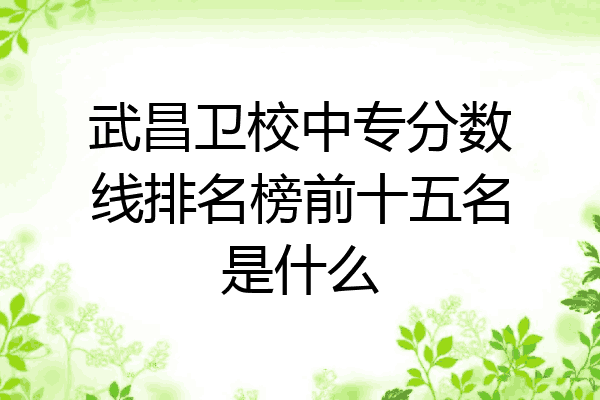 武昌卫校中专分数线排名榜前十五名是什么