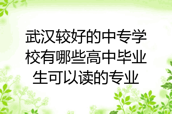 武汉较好的中专学校有哪些高中毕业生可以读的专业