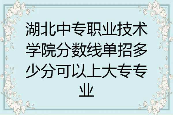 湖北中专职业技术学院分数线单招多少分可以上大专专业
