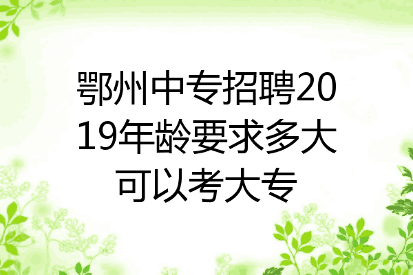 鄂州中专招聘2019年龄要求多大可以考大专