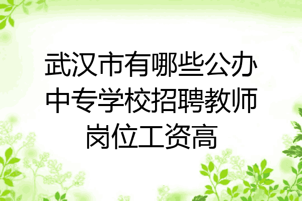 武汉市有哪些公办中专学校招聘教师岗位工资高