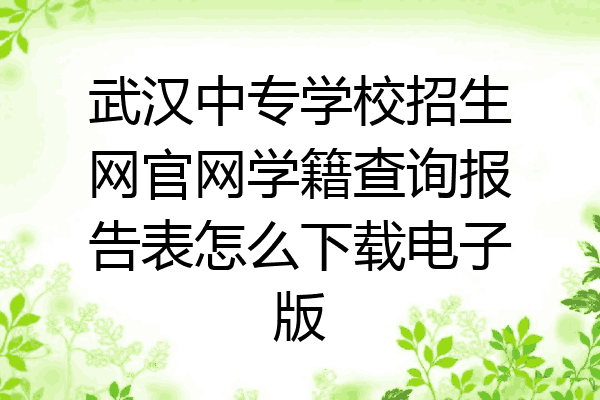 武汉中专学校招生网官网学籍查询报告表怎么下载电子版